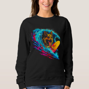 Art German Shepherd Dog Wave Surf Sweatshirt