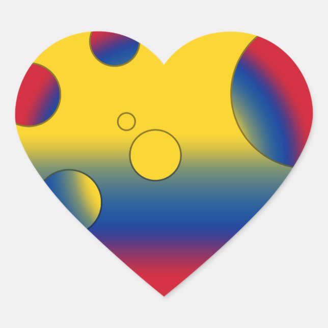 Art Gifts for Colombians: Flag Colours of Colombia Heart Sticker (Front)