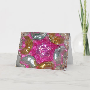 Art Glass Candy Bubble Gum Pink Jewel Glitter Holiday Card