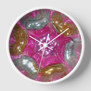Art Glass Yummy Candy Bubble Gum Pink Jewel Wall Clock
