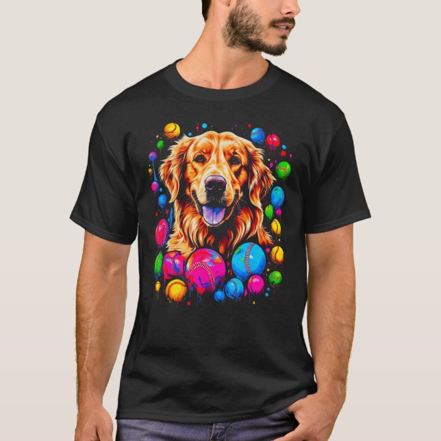 Art Golden Retriever Dog Baseball T-Shirt (Front)