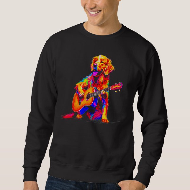 Art Golden Retriever Dog Guitar Sweatshirt (Front)