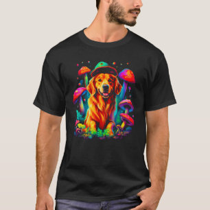 Art Golden Retriever Dog Mushroom Psychedelic T-Shirt
