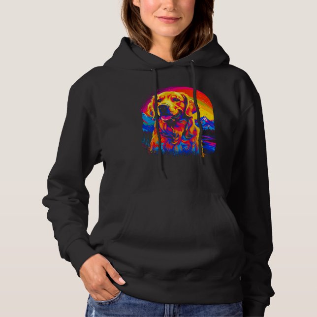 Art Golden Retriever Dog Sunset Hoodie (Front)