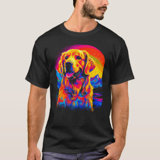 Art Golden Retriever Dog Sunset T-Shirt