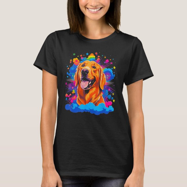 Art Golden Retriever Dog Surprise T-Shirt (Front)