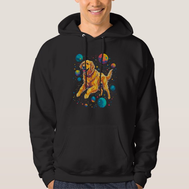 Art Golden Retriever Dog Universe Planet Hoodie (Front)