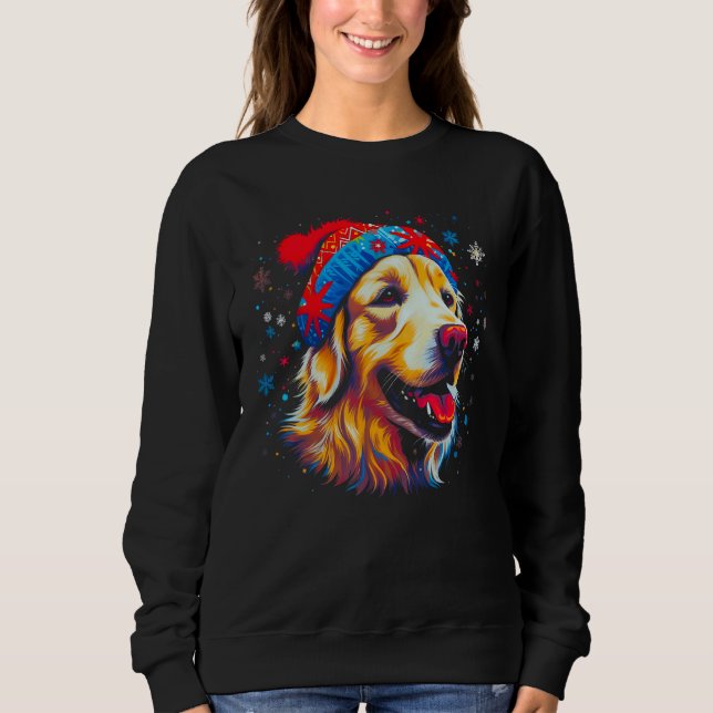 Art Golden Retriever Dog Xmas Sweatshirt (Front)