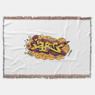 Art graffiti hand drawing throw blanket