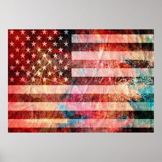 Art Grunge American Flag #6 Poster (Front)