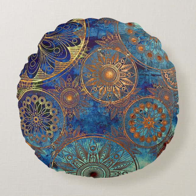 Art grunge pattern round cushion (Front)