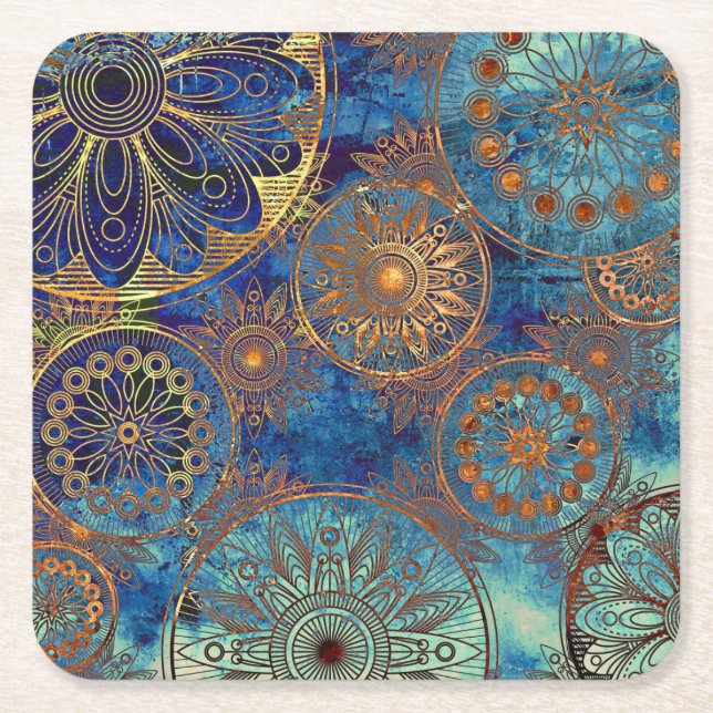 Art grunge pattern square paper coaster (Front)