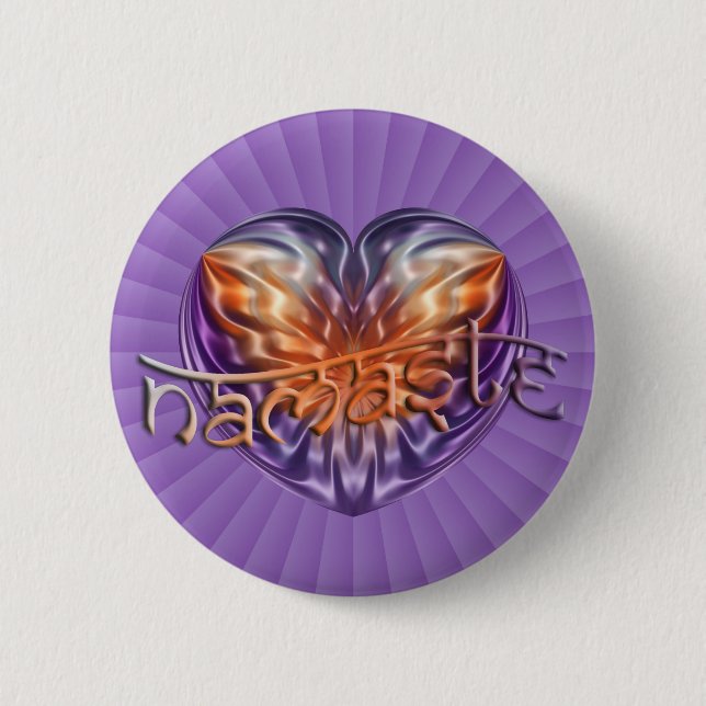 ART Heart NAMASTE | lila radial 6 Cm Round Badge (Front)