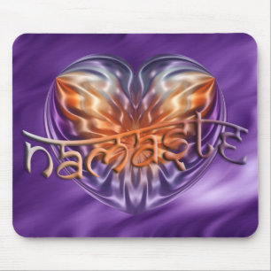 ART Heart NAMASTE   lila waves Mouse Pad