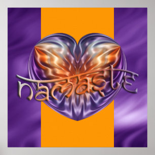 ART Heart NAMASTE   lila waves, orange Poster