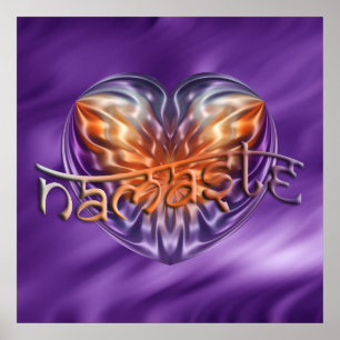 ART Heart NAMASTE   lila waves Poster