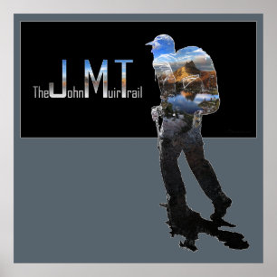 Art - Hiker Silhouette - John Muir Trail Text Poster