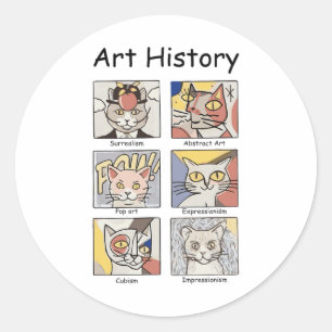 Art History Funny Cat Art Lover Painting Painter A Classic Round Sticker
