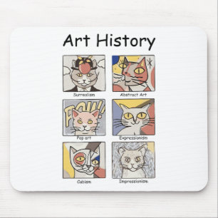 Art History Funny Cat Art Lover Painting Painter A Mouse Pad