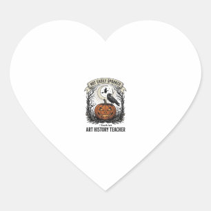 Art History Teacher Shirt with Spooky Pumpkin Engr Heart Sticker