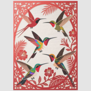 Art Illustration of Hummingbirds in Mid-Flight Tissue Paper