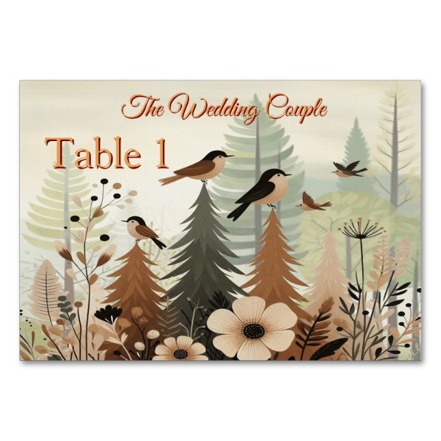 Art illustration of modern-style simplistic birds table number (Front)