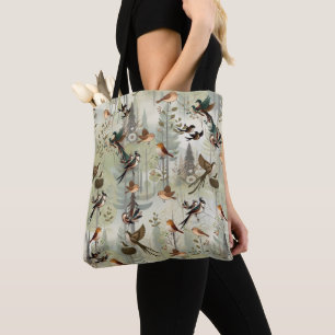 Art illustration of modern-style simplistic birds tote bag