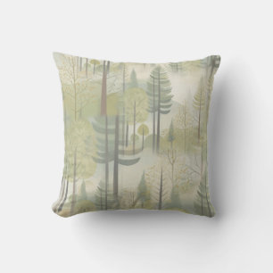 Art illustration of pine trees in a modern-style cushion
