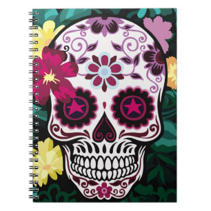 art illustration of skull ornamentsflower, skull, notebook