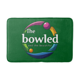"Art in Motion: Circular Lawn Bowls Bowled Logo, Bath Mat