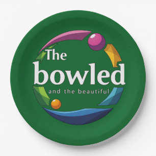 "Art in Motion: Circular Lawn Bowls Bowled Logo, Paper Plate