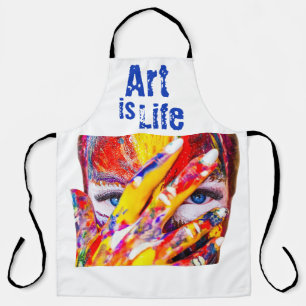 Art is Life Artist Paint Colourful Design Craft Apron