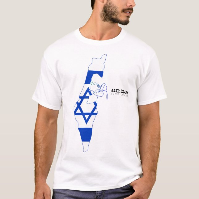 Art Israel Map of Israel With Shofar T-Shirt (Front)