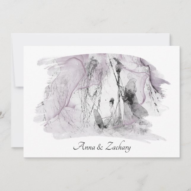 *~* Art Japanese woman  RSVP   QR AR27 Wedding Invitation (Front)