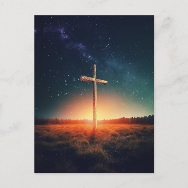 Art jesus cross with starry sky  postcard (Front)