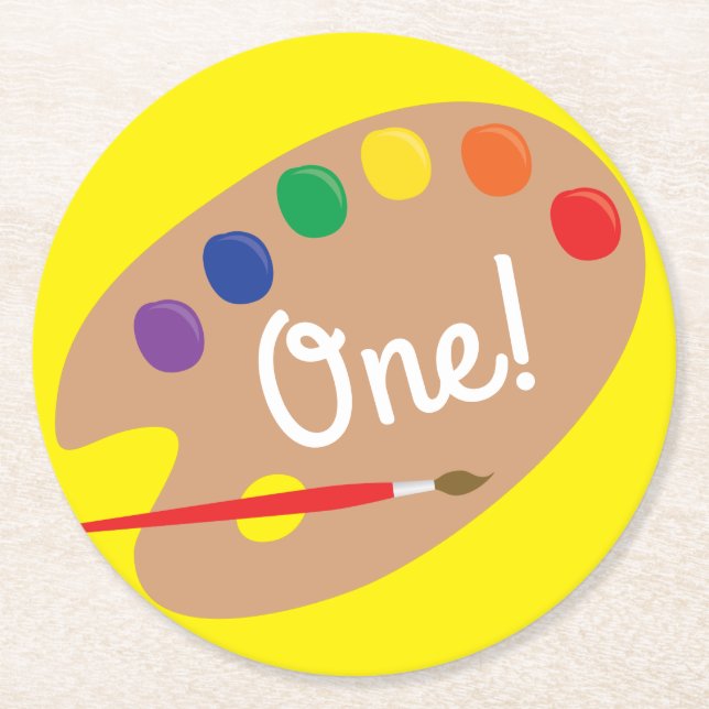 Art Kids Birthday Party Painting Round Paper Coaster (Front)