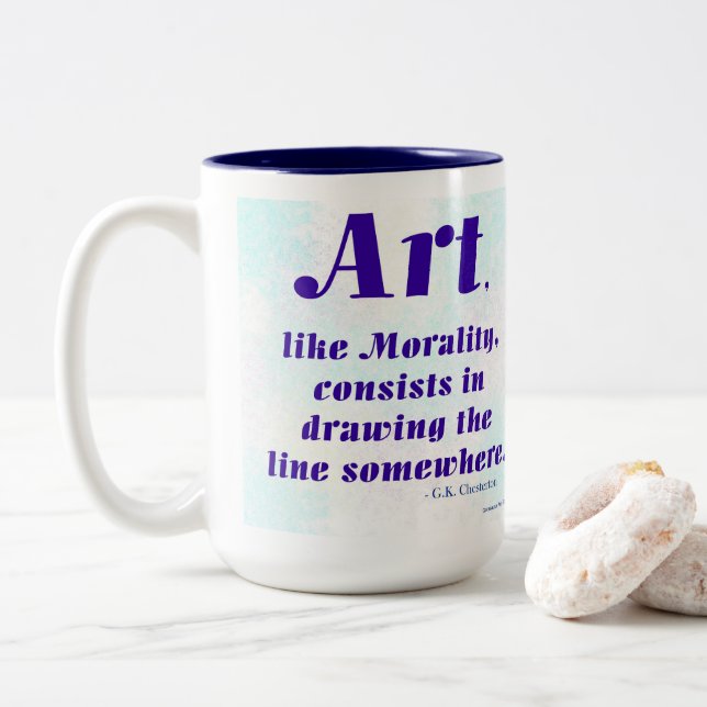 Art, Like Morality, ... Two-Tone Coffee Mug (With Donut)