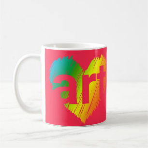 Art Lover, Big Heart with word Art, Creative Art  Coffee Mug