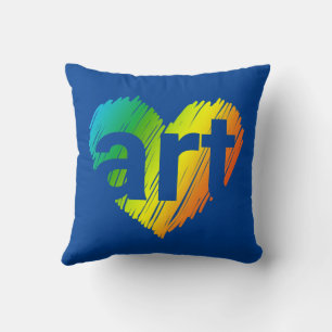 Art Lover, Big Heart with word Art, Creative Art  Cushion