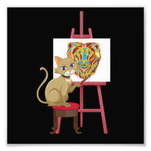 Art Lover Cat Funny Artist Art Teacher Artistic Gr Photo Print