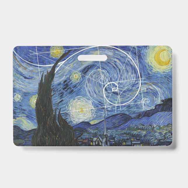  Art Meets Math, Van Gogh Meets Fibonacci Card ID Badge (Front)