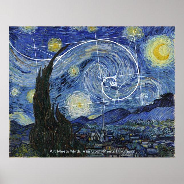  Art Meets Math, Van Gogh Meets Fibonacci Poster (Front)