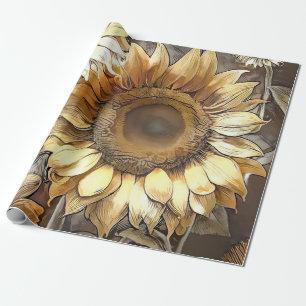 Art Modern Sunflowers On Field Collection Wrapping Paper