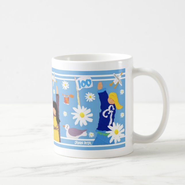 Art Mug: Guides 100 Centenary Mug. Blue. Coffee Mug (Right)