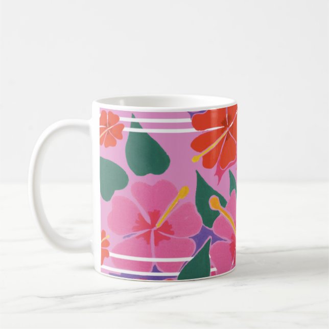 Art Mug: Hibiscus Pink Coffee Mug (Left)