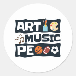 Art Music PE Funny Back to School Classic Round Sticker