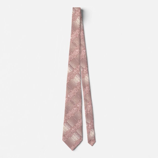 Art Neck Tie Rose Gold Blush Glitter Sparkle Drips (Front)