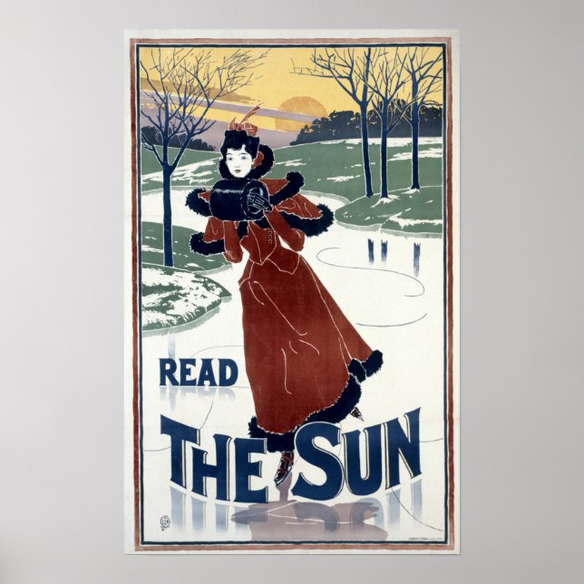 Art Nouveau 1895 The Sun ad by Louis John Rhead Poster (Front)