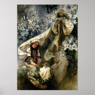 Art Nouveau 1905 Madonna of the Lilies by Mucha Poster