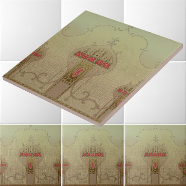 Art Nouveau 1915 Mission Style Floral Frieze Ceramic Tile (Creator Uploaded)